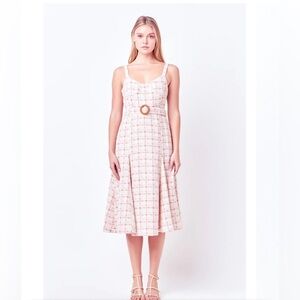 English Factory Tweed Bustier Flared Midi Dress Large Easter English Country NWT